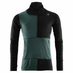 Herre Aclima Warmwool Hoodsweater W/Zip M´S (Jet Black/Green)