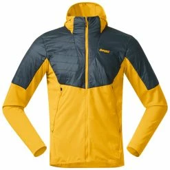 Herre Bergans Senja Midlayer Hood Jacket (Light Golden Yellow/Orion Blue)