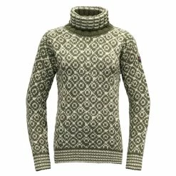 Herre Devold Svalbard Wool High Neck (Olive/Offwhite)
